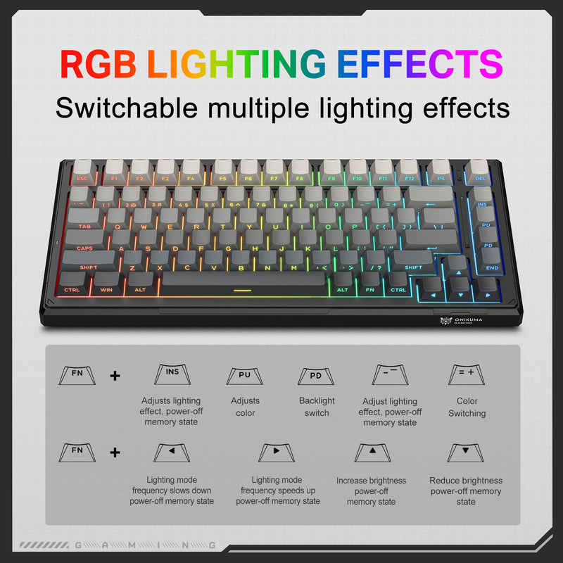 Onikuma G83 83-Key RGB Tri-Mode Hot-Swappable Mechanical Keyboard 