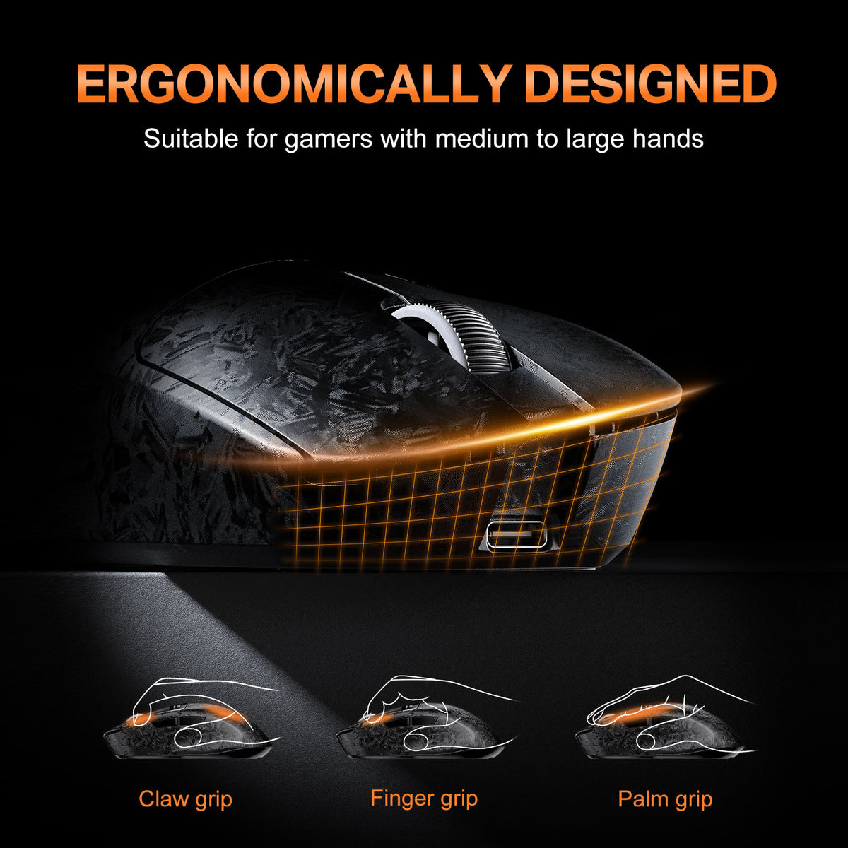 Onikuma DM08 Tri-Mode RGB Wireless Gaming Mouse (Black)