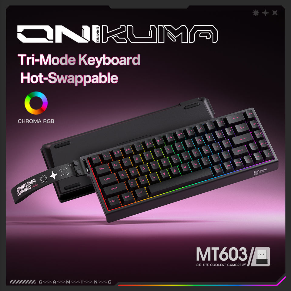 Onikuma MT603 Tri-Mode RGB 68 Keys Mechanical Keyboard (Black)