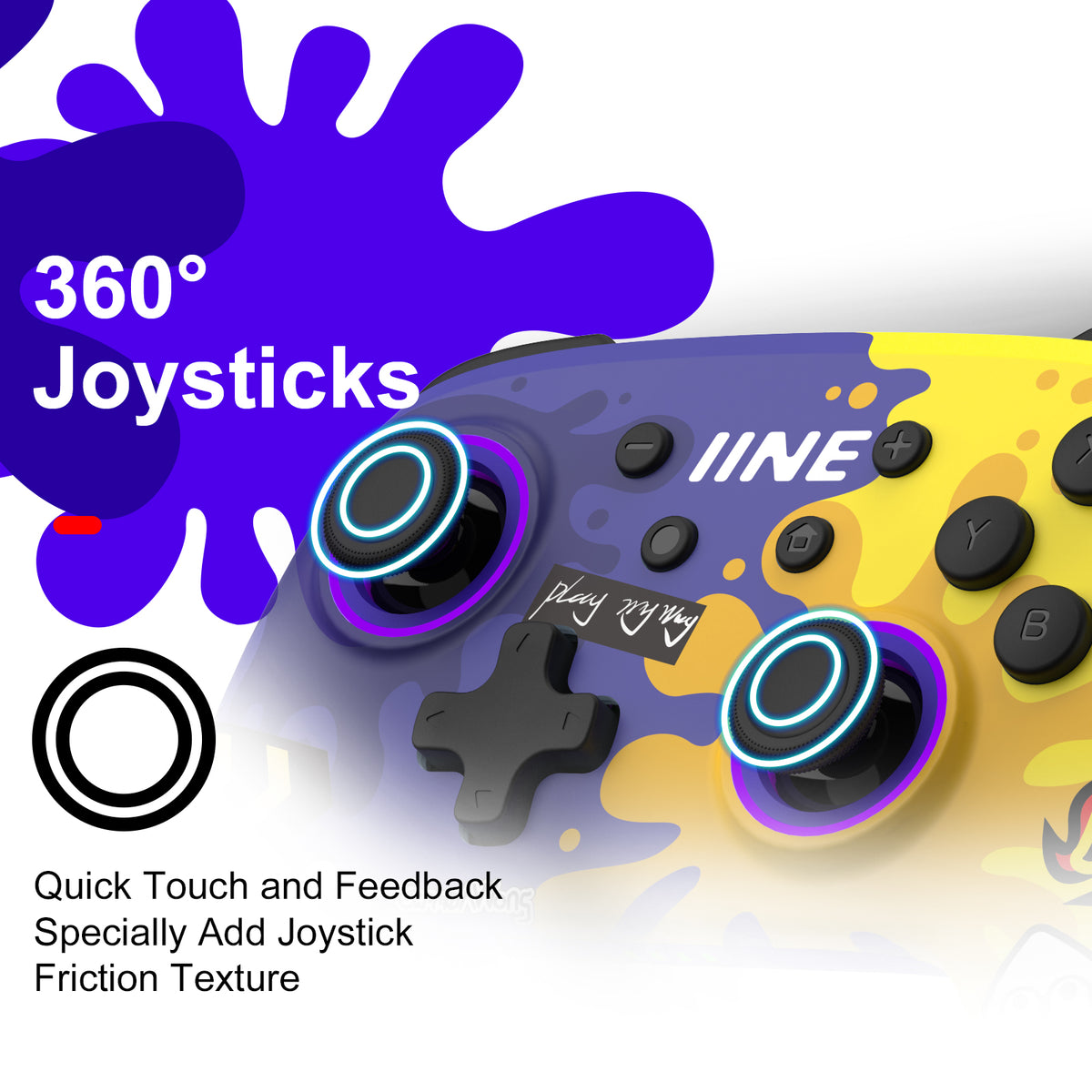 IINE Wireless Controller Purple & Yellow For Switch / Switch OLED (L709)