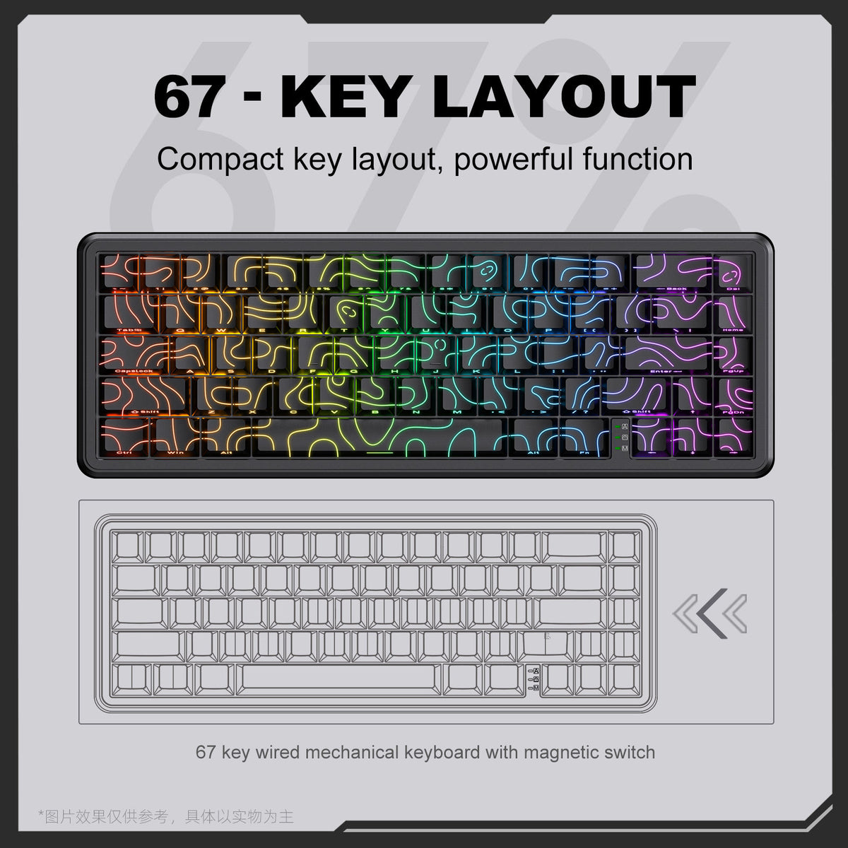 Onikuma G67 67-Key RGB Wired Hot-Swappable Mechanical Keyboard