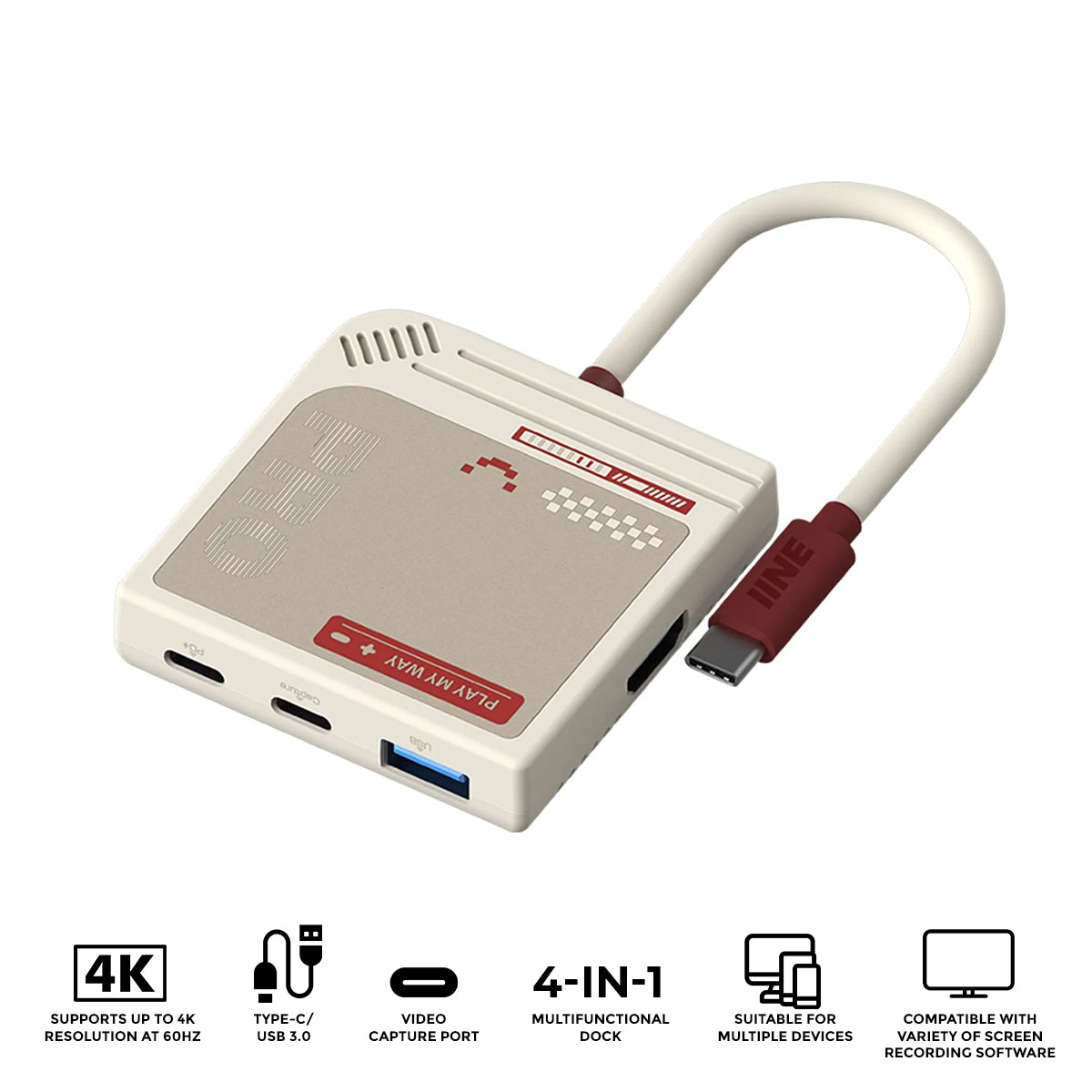 IINE 4-in-1 Switch Video Capture Card Converter (Red/White) (L936)