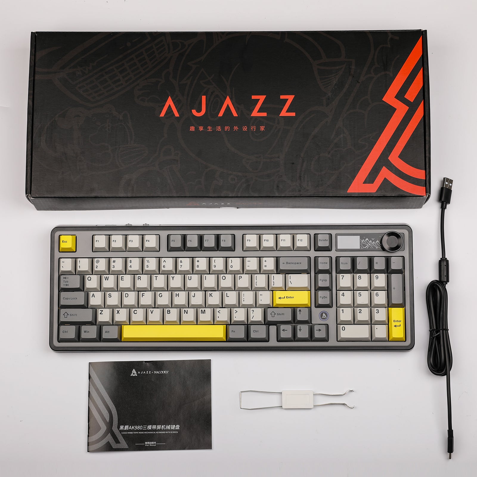 Ajazz AK980 RGB Tri-Mode 98% 97-Keys Gasket-Mounted Hot-Swappable Mech