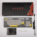 Ajazz AK980 RGB Tri-Mode 98% 97-Keys Gasket-Mounted Hot-Swappable Mechanical Keyboard with 1.14" TFT Display Screen & Knob (Black/Grey/Yellow) 