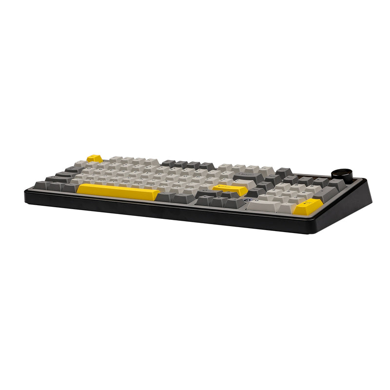 Ajazz AK980 RGB Tri-Mode 98% 97-Keys Gasket-Mounted Hot-Swappable Mechanical Keyboard with 1.14" TFT Display Screen & Knob (Black/Grey/Yellow) 