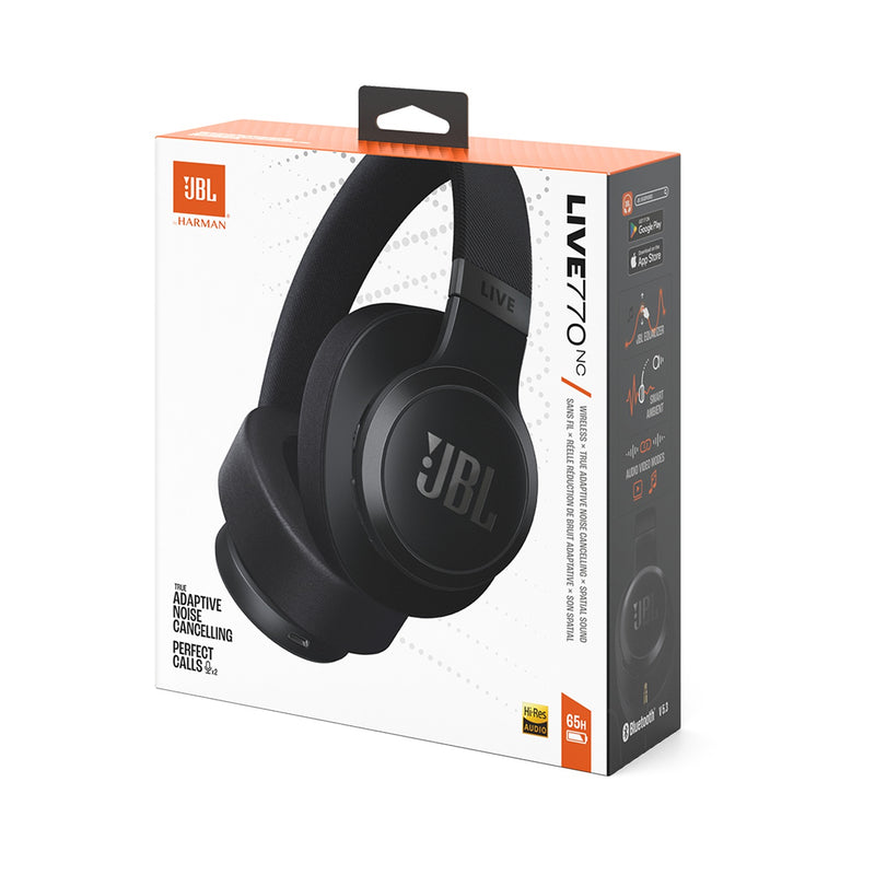 JBL Live 770NC Wireless Over-Ear Headphones with True Adaptive Noise Cancelling (Black)