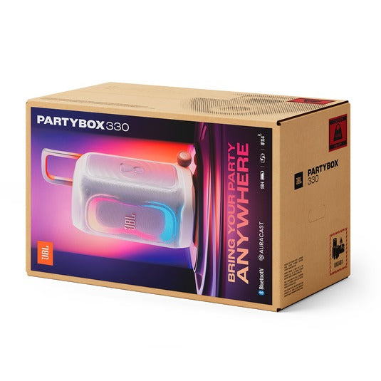 JBL PartyBox 330 Portable Wireless Party Speaker (Black, White)