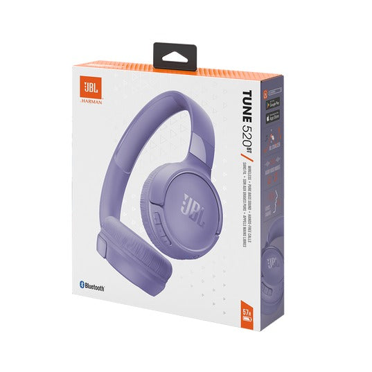 JBL Tune 520BT Wireless On-Ear Headphones (Purple)