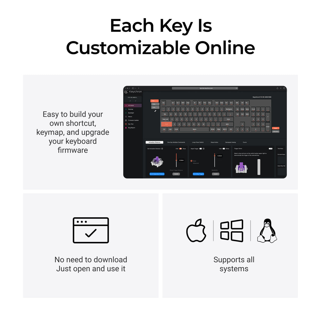 Keychron K10 HE Special Ed. Full Size Wireless Magnetic Switch Custom Keyboard - Black
