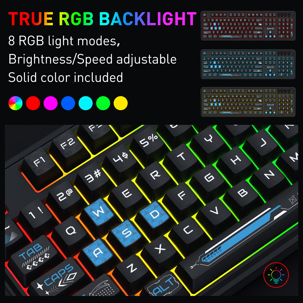 Redragon RM104 Pro Volcano Tri-Mode 104-key Wireless RGB Membrane Mechanical Gaming Keyboard