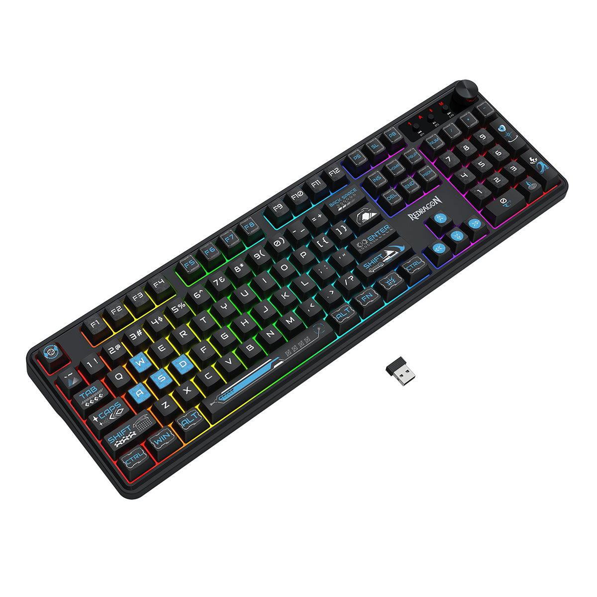 Redragon RM104 Pro Volcano Tri-Mode 104-key Wireless RGB Membrane Mechanical Gaming Keyboard