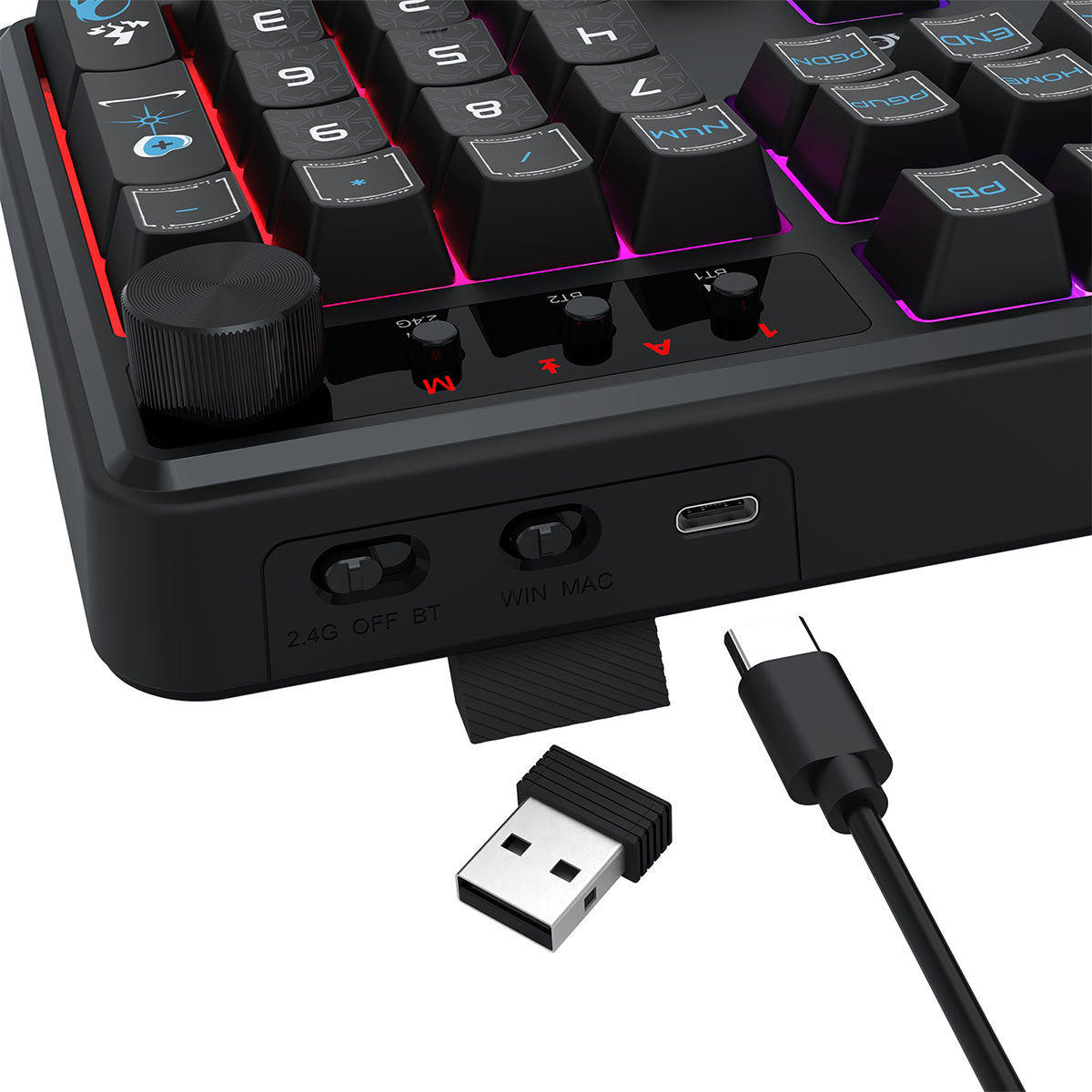 Redragon RM104 Pro Volcano Tri-Mode 104-key Wireless RGB Membrane Mechanical Gaming Keyboard
