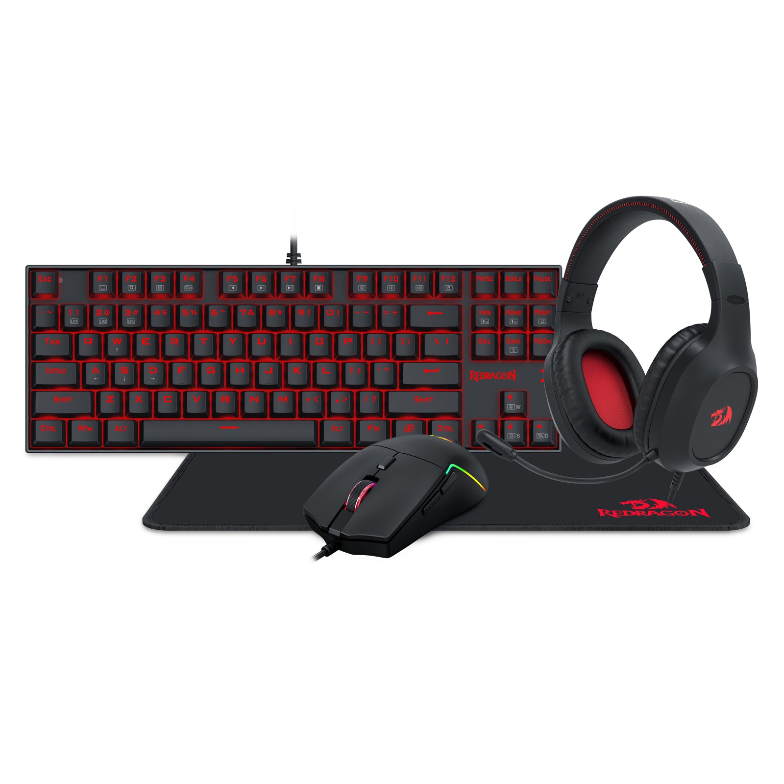 Redragon K552-BB-3 Keyboard/Headset/Mouse/Mouse Pad 4-in-1 Combo