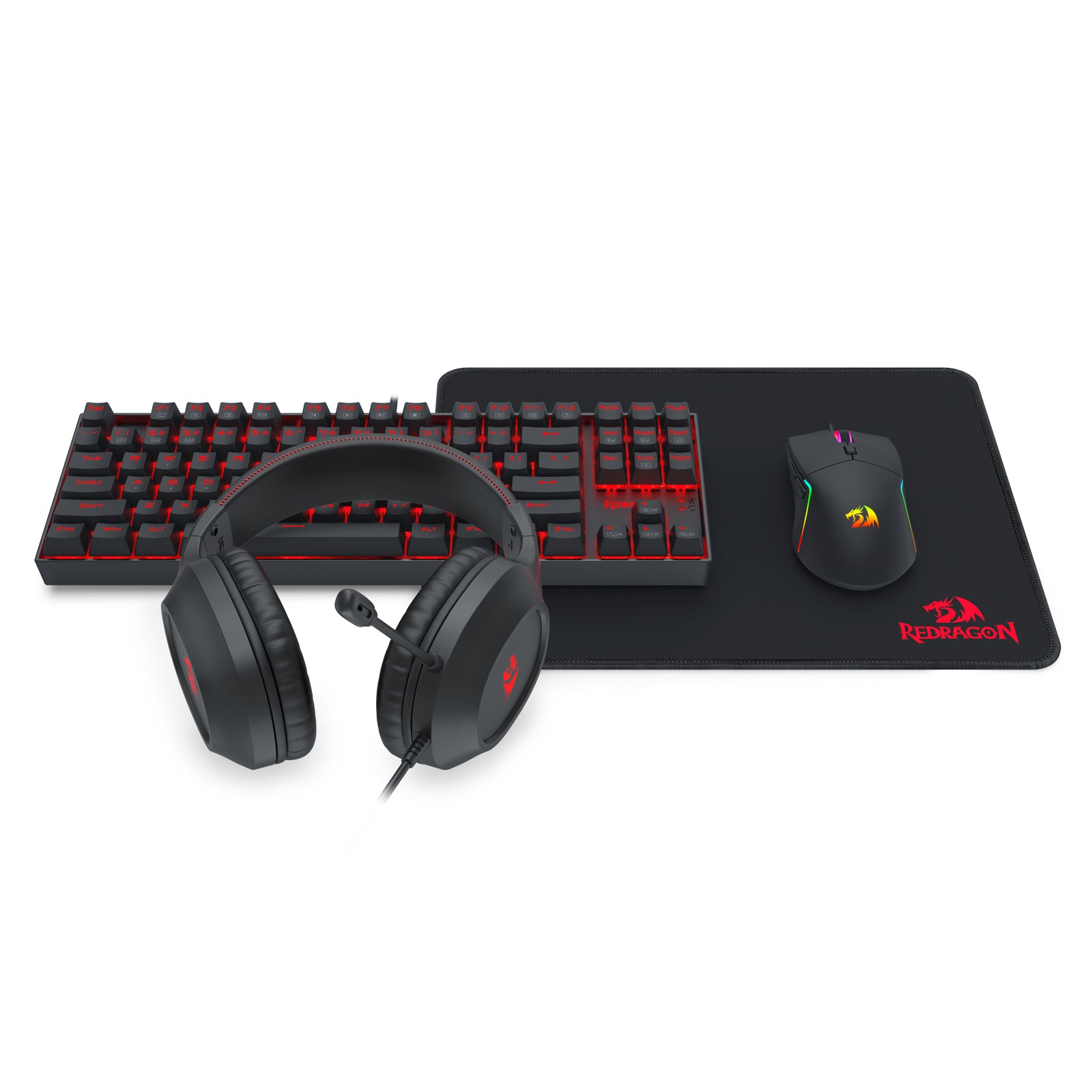 Redragon K552-BB-3 Keyboard/Headset/Mouse/Mouse Pad 4-in-1 Combo