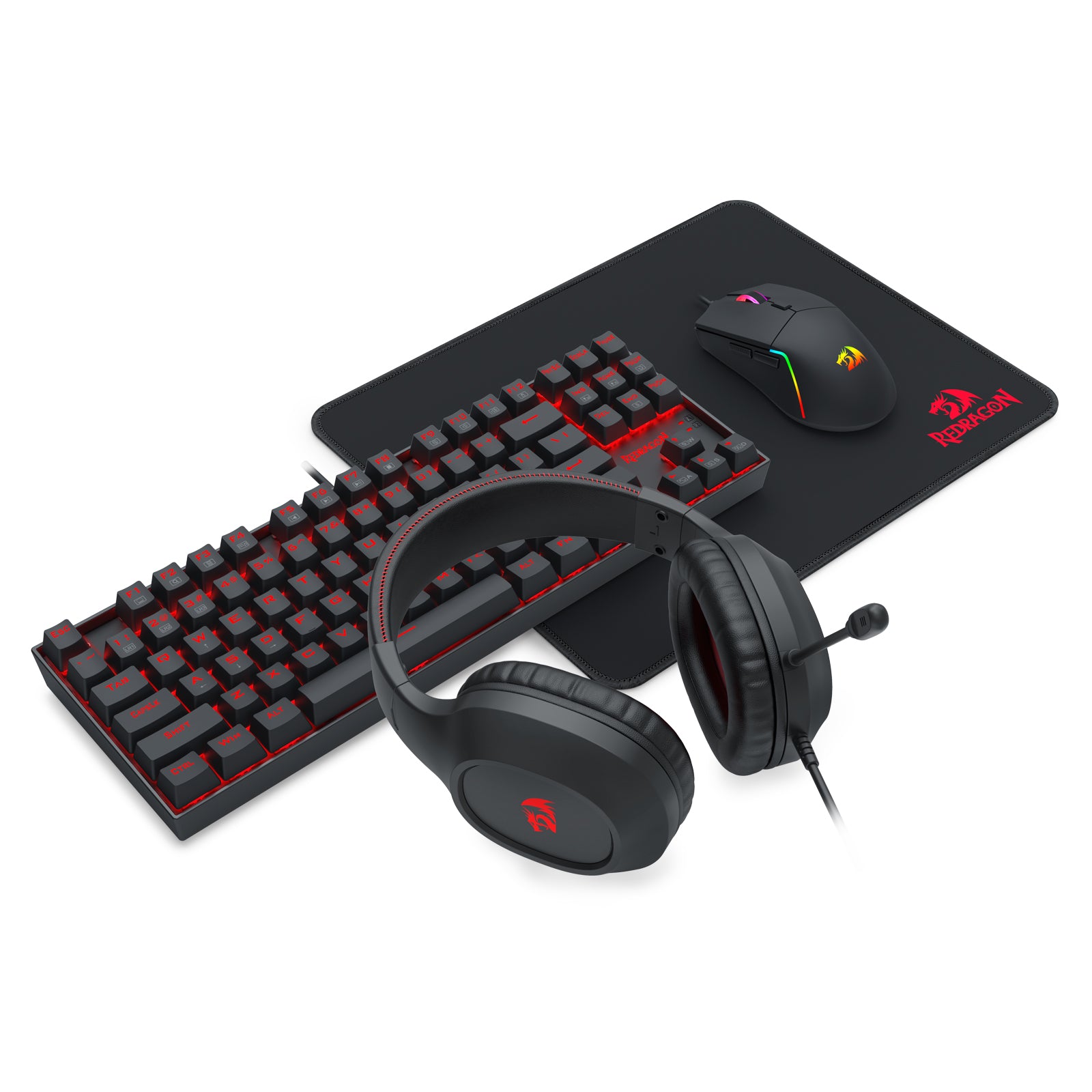 Redragon K552-BB-3 Keyboard/Headset/Mouse/Mouse Pad 4-in-1 Combo