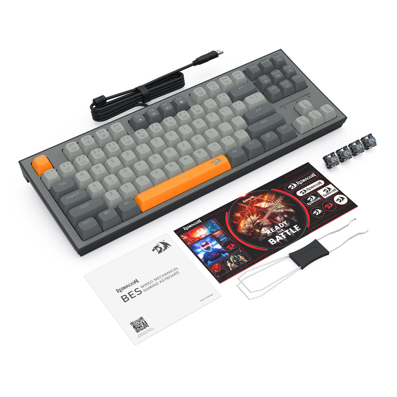 Redragon K611-GGO Bes Wired USB Mechanical Gaming Keyboard (RPC Linear Switch) (Grey/Orange)