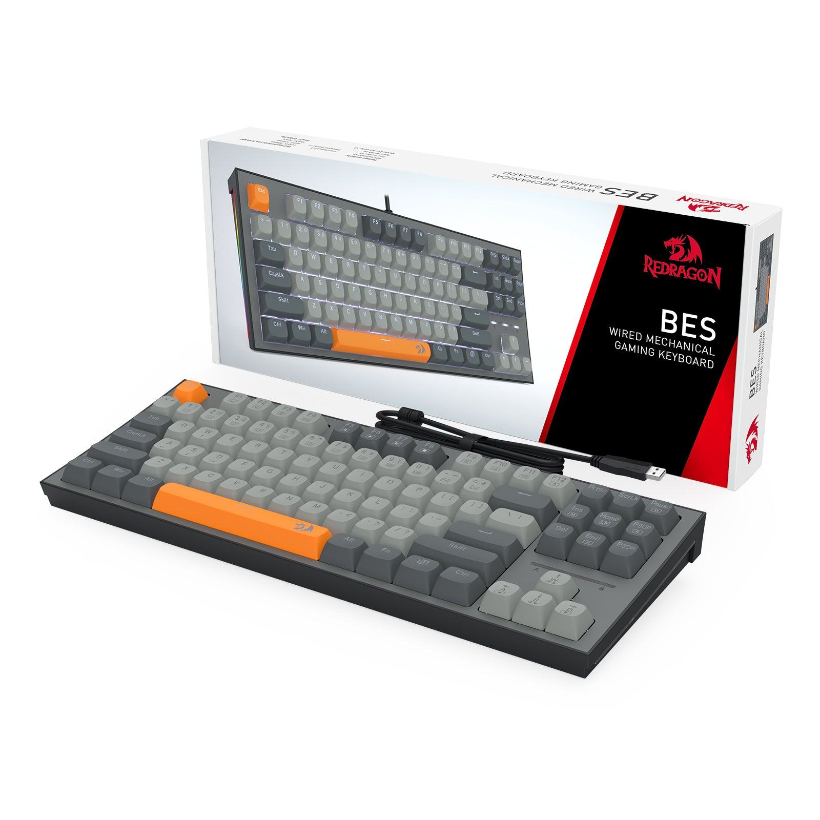 Redragon K611-GGO Bes Wired USB Mechanical Gaming Keyboard (RPC Linear Switch) (Grey/Orange)