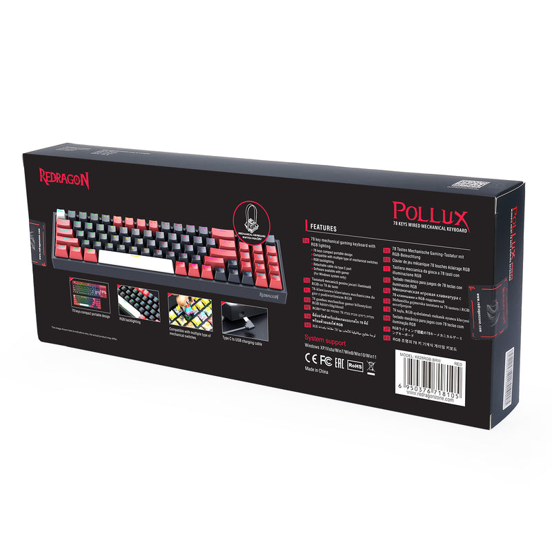 Redragon Pollux 78-Keys Wired Mechanical Gaming Keyboard (K628RGB-BRW)