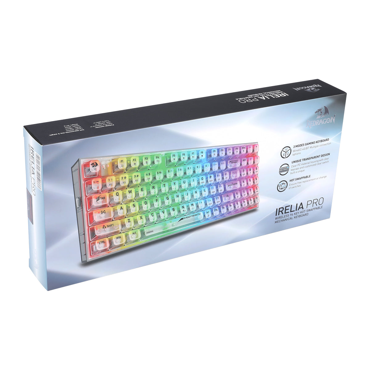 Redragon Irelia Pro K658 RGB Tri-Mode 94-Key Hot-Swappable Wireless Mechanical Keyboard
