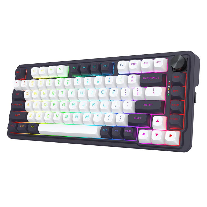 Redragon K673WB Ucal Max RGB Wireless 75% Hot-Swappable Gasket Mechanical Keyboard with Knob (Mint Mambo Switch) (White/Black) (K673WB-RGB-MAX)
