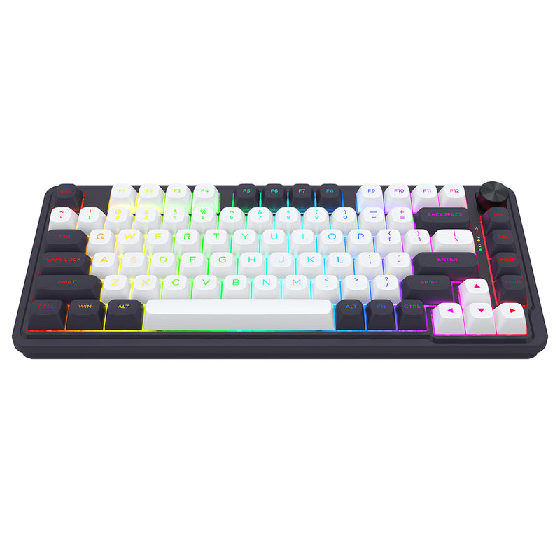 Redragon K673WB Ucal Max RGB Wireless 75% Hot-Swappable Gasket Mechanical Keyboard with Knob (Mint Mambo Switch) (White/Black) (K673WB-RGB-MAX)