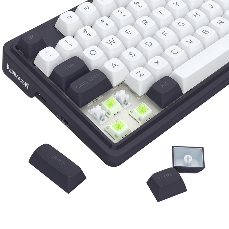 Redragon K673WB Ucal Max RGB Wireless 75% Hot-Swappable Gasket Mechanical Keyboard with Knob (Mint Mambo Switch) (White/Black) (K673WB-RGB-MAX)