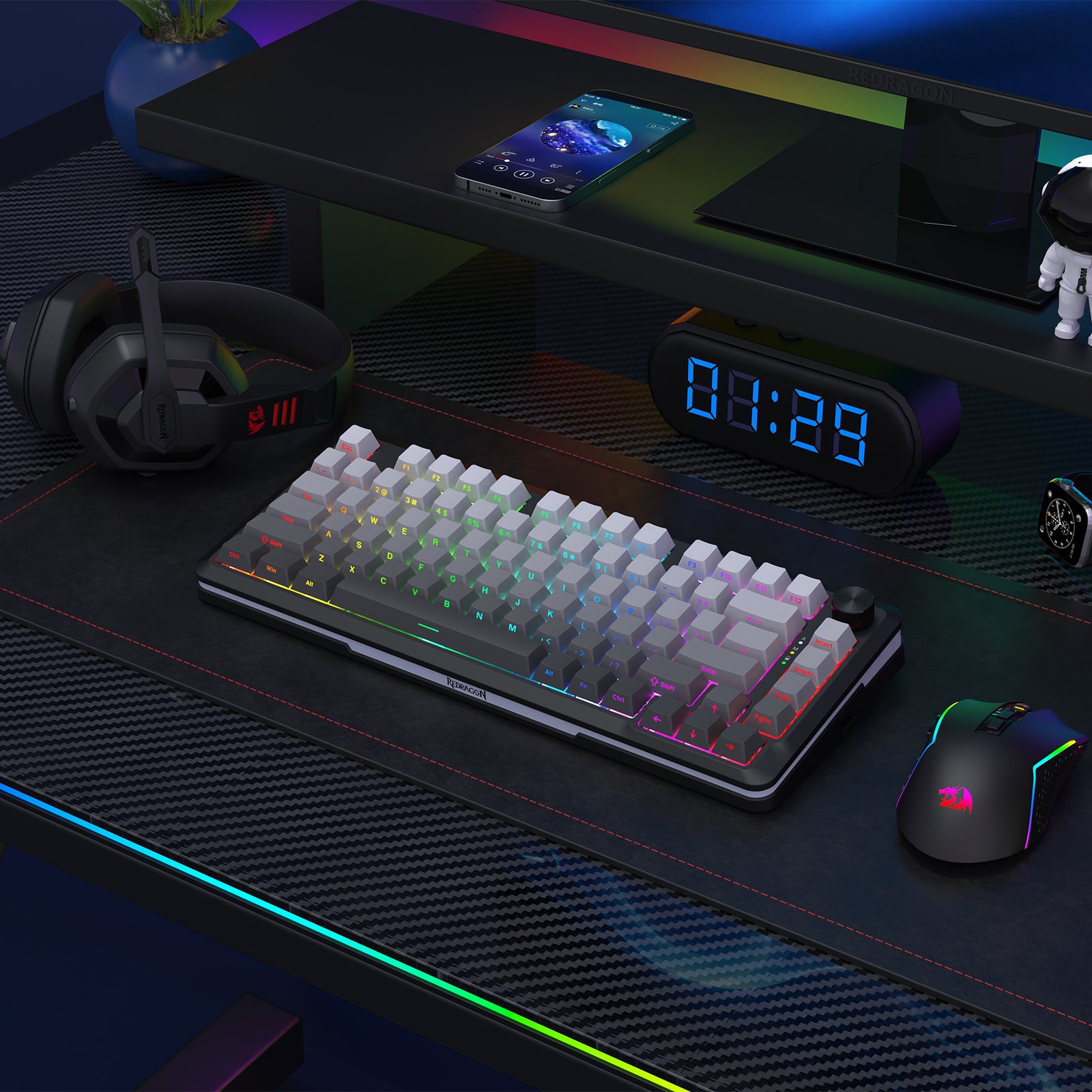 Redragon Cyrus Pro K681SP RGB Wireless 75% Hot-Swappable Gasket Mechanical Keyboard with Knob
