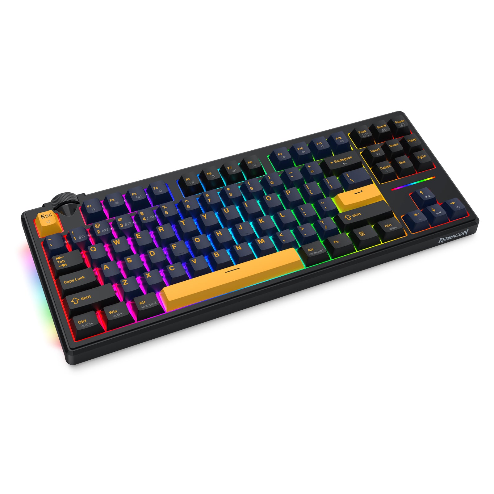 Redragon Cyclone Pro K716 RGB Hot-Swappable Gasket Mounted TKL Horizontal Knob Mechanical Keyboard