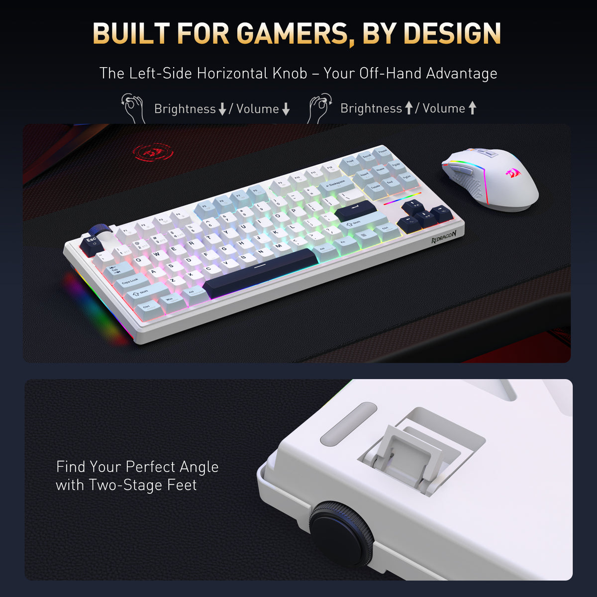 Redragon Cyclone Pro K716 RGB Hot-Swappable Gasket Mounted TKL Horizontal Knob Mechanical Keyboard