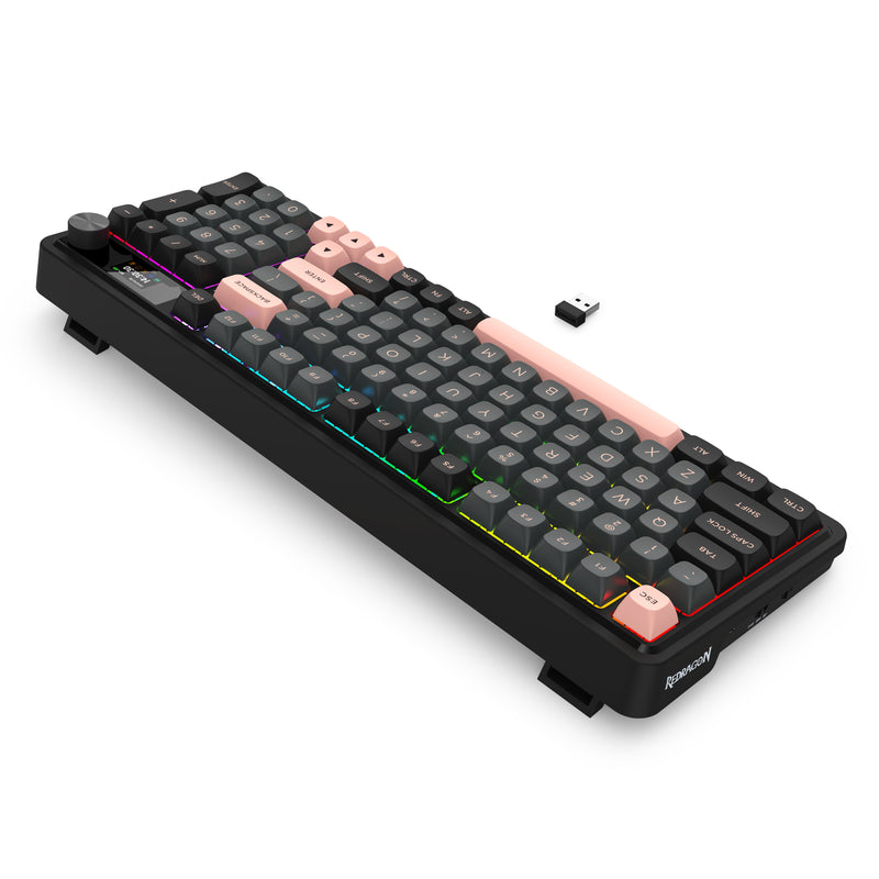 Redragon K719GBP Galatin Pro RGB Tri-Mode with LCD Screen Gasket Mounted Mechanical Keyboard