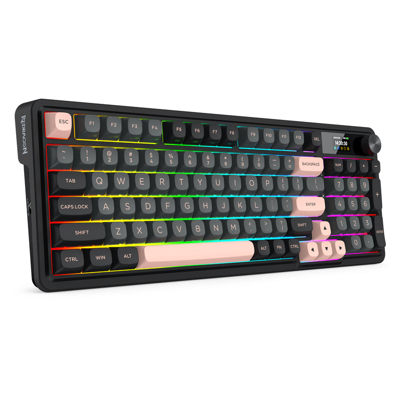 Redragon K719GBP Galatin Pro RGB Tri-Mode with LCD Screen Gasket Mounted Mechanical Keyboard