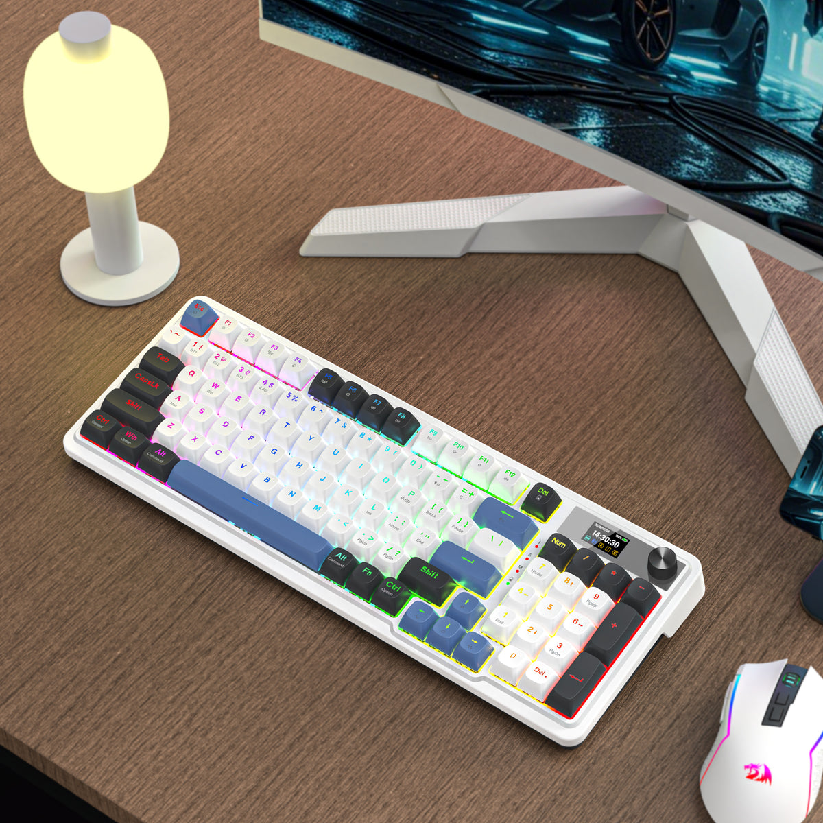 Redragon Galatin Pro K719 RGB Tri-Mode with LCD Screen Gasket Mounted Mechanical Keyboard