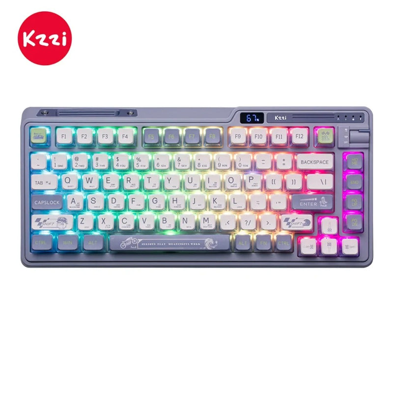 KZZI K75 Pro Tri-Mode RGB 82 Keys Hot-Swappable Mechanical Keyboard Knight Gray