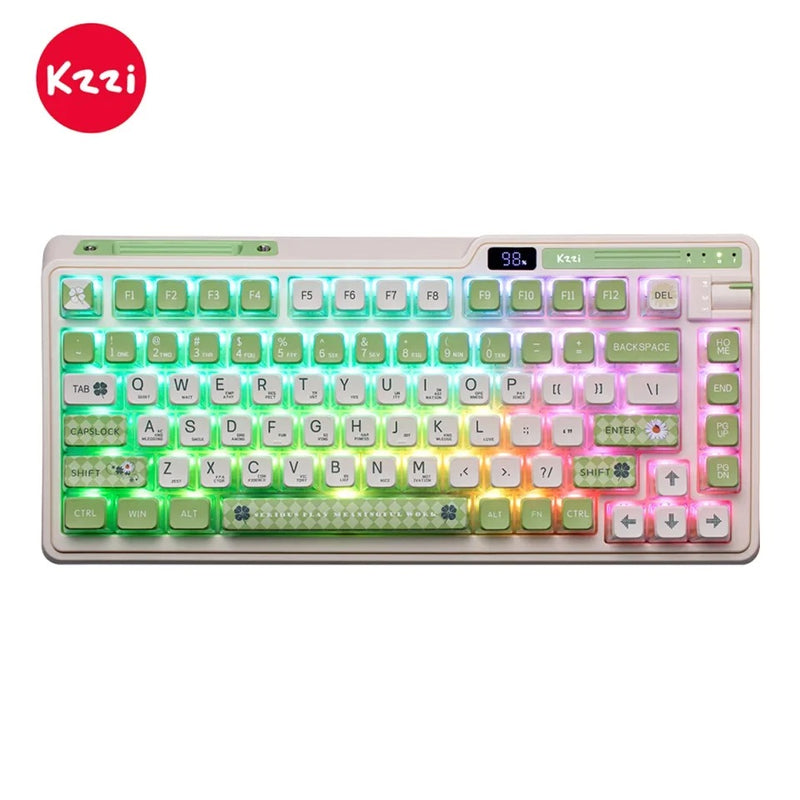 KZZI K75 Pro Tri-Mode RGB 82 Keys Hot-Swappable Mechanical Keyboard Lemon Green