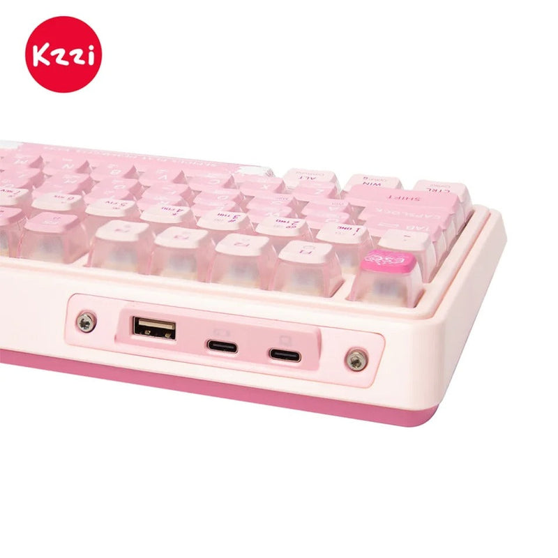 KZZI K75 Pro Tri-Mode RGB 82 Keys Hot-Swappable Mechanical Keyboard Sakura Pink