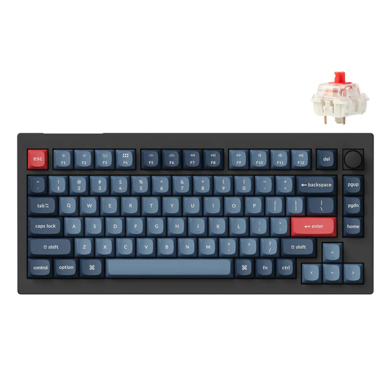 Keychron V1 Max QMK/VIA Fully-Assembled With KNOB Hot-Swappable RGB Backlight 75% Wireless Custom Mechanical Keyboard Carbon Black (Gateron Jupiter Red Switch) (V1M-D1)