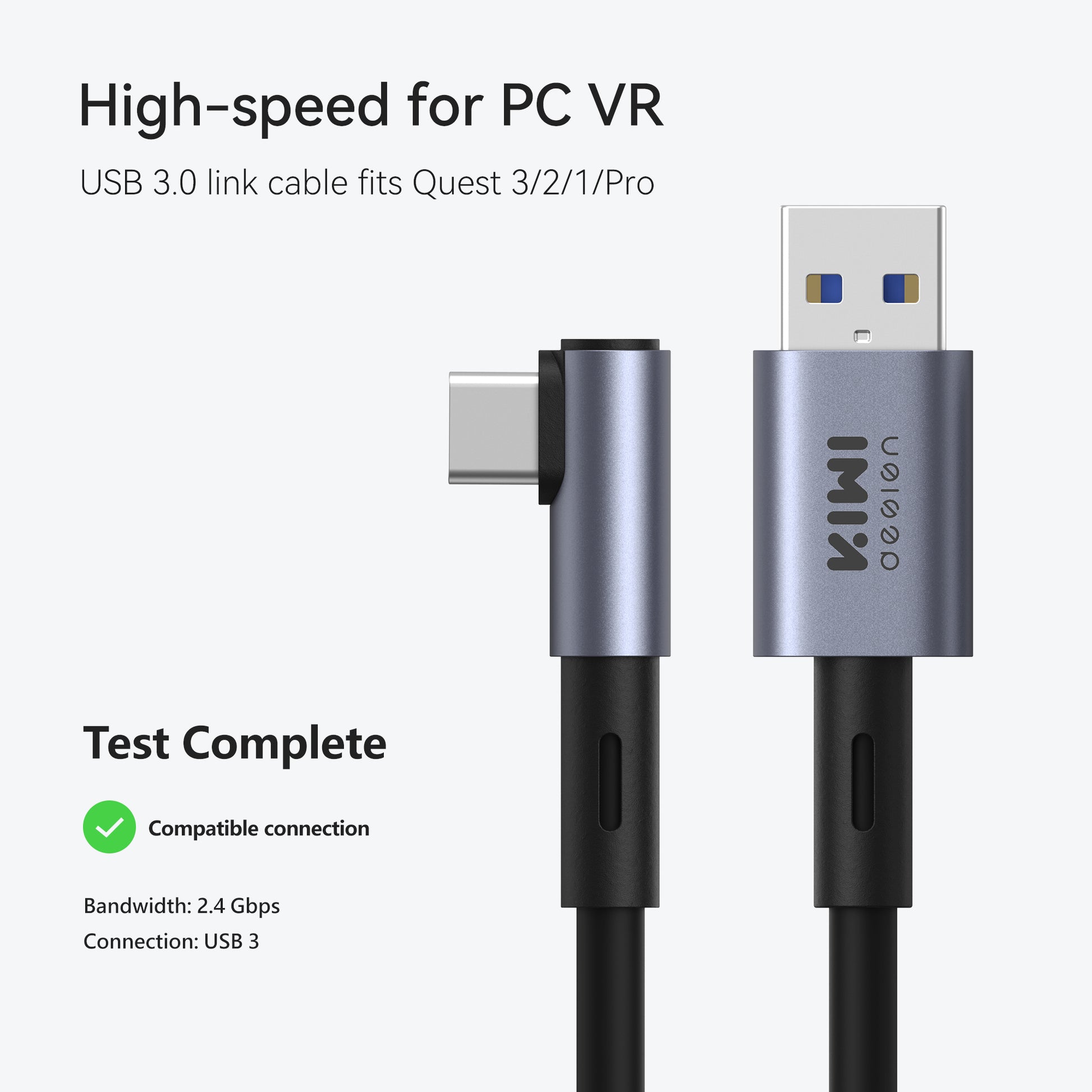 Kiwi Design Link Cable 16Ft (5m) with Cable Clip for Meta Quest 3/ Meta Quest 2/ Meta Quest 1/ Meta Quest Pro/ Pico 4 (Black) (KW-QL105-NEW-US)
