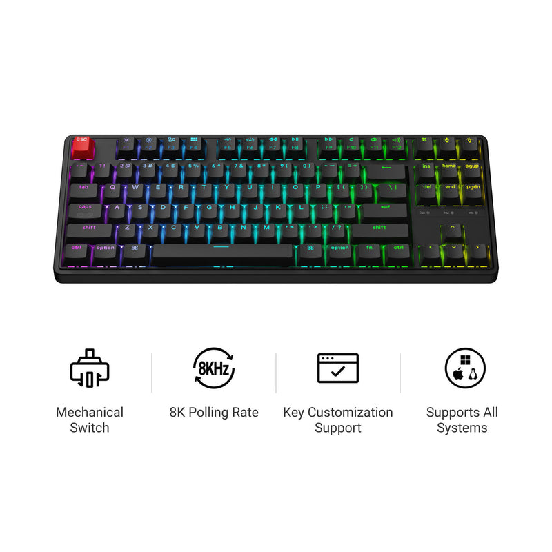Keychron C3 Pro 8K QMK RGB Hot-Swappable 80% TKL Wired Custom Mechanical Keyboard