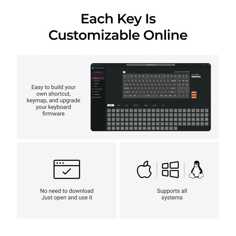 Keychron C3 Pro 8K QMK RGB Hot-Swappable 80% TKL Wired Custom Mechanical Keyboard