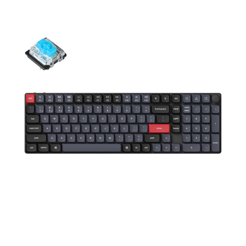 Keychron K17 Pro QMK/Via RGB Backlit 96% Wireless Custom Mechanical Keyboard (Low Profile Gateron Mechanical Blue Switch) (K17P-B2)