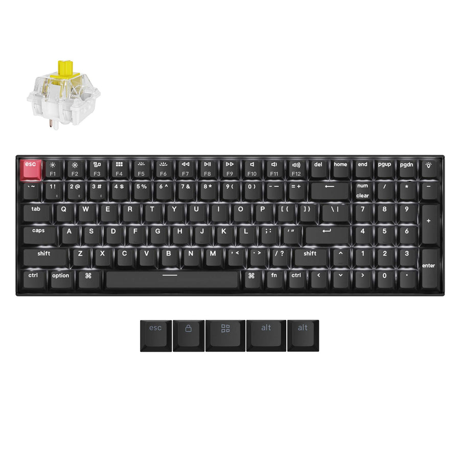 Keychron K4 QMK Fully Assembled Hot-Swappable White Backlight 96% Wireless Mechanical Keyboard Version 3 - Black