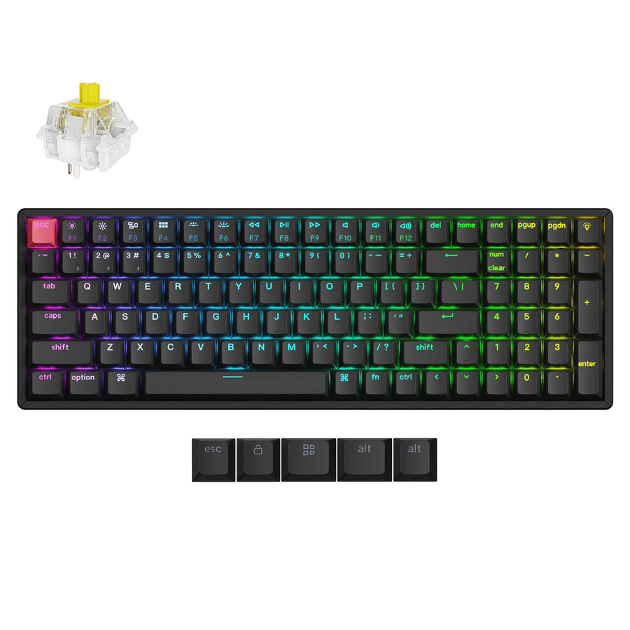 Keychron K4 QMK Fully Assembled Hot-Swappable RGB Backlight 96% Wireless Mechanical Keyboard Version 3 - Black