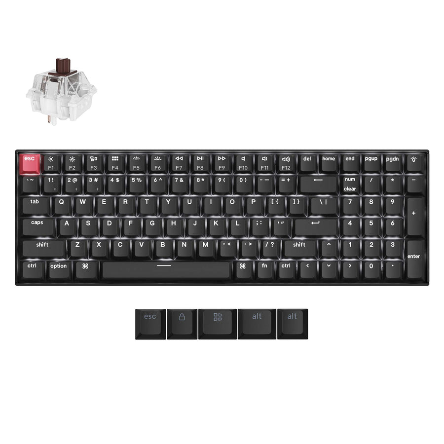 Keychron K4 QMK Fully Assembled Hot-Swappable White Backlight 96% Wireless Mechanical Keyboard Version 3 - Black