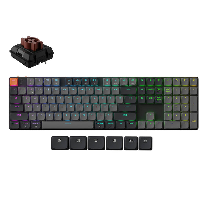 Keychron K5 Full Size RGB Backlight Wireless Mechanical Keyboard Version 2 - Black/Grey (Low Profile Mechanical Switch)