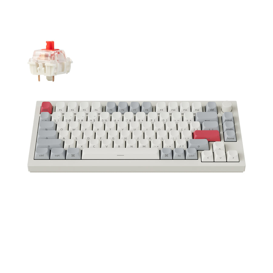 Keychron Q1 Max QMK/VIA Fully Assembled with Knob Side-Printed Keycaps Hot-Swappable 75% Wireless Custom Mechanical Keyboard - Shell White (Gateron Jupiter Banana Switch) (Gateron Jupiter Red Switch)