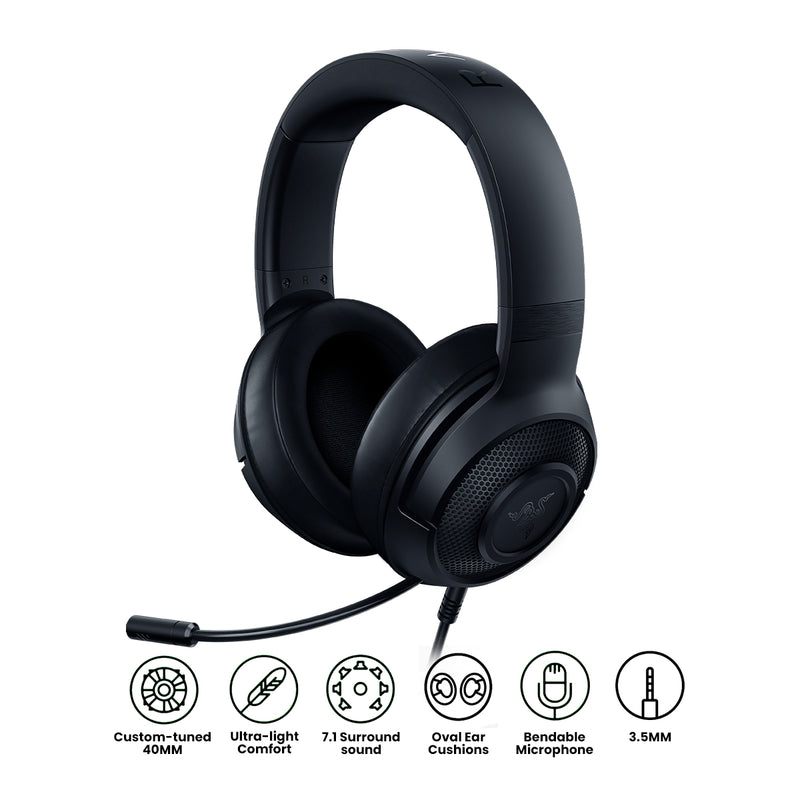 Razer Kraken X Lite Essential Wired Gaming Headset (Black)