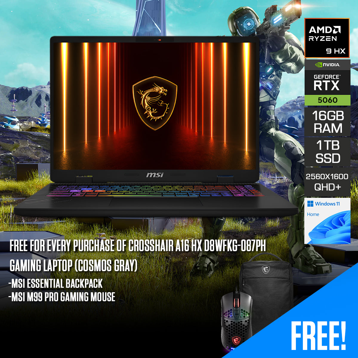 MSI Crosshair A16 HX D8WFKG-087PH Gaming Laptop (Cosmos Gray)