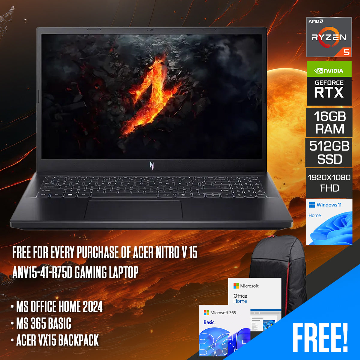 Acer Nitro V 15 ANV15-41-R75D Gaming Laptop | DataBlitz