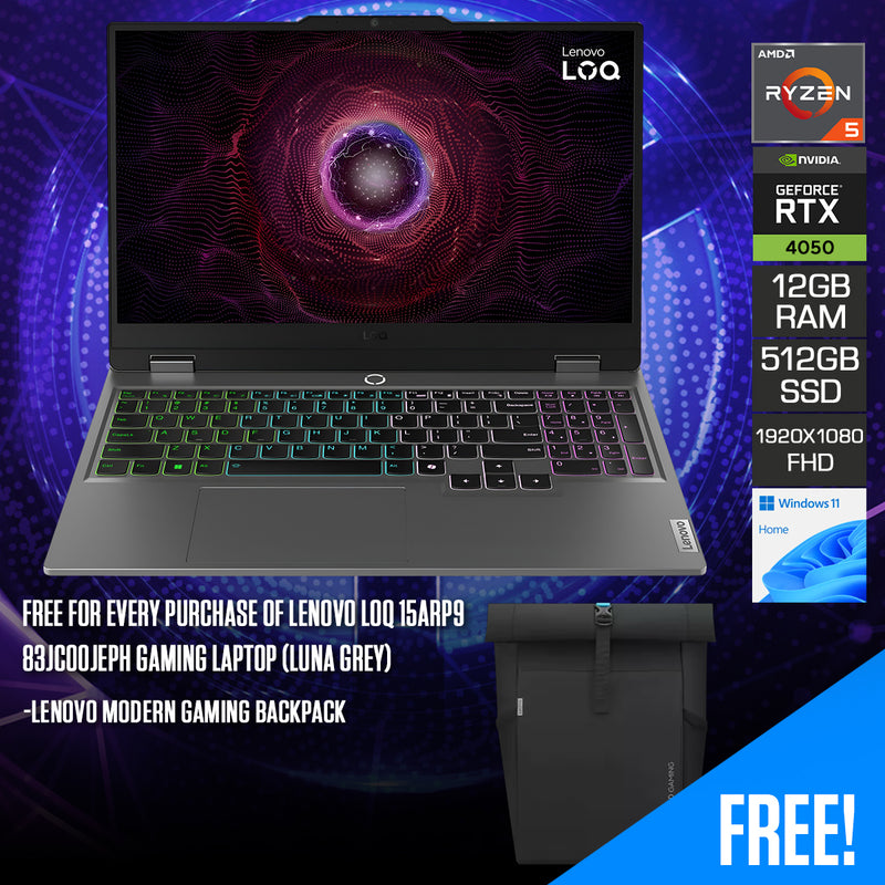 Lenovo LOQ 15ARP9 83JC00JEPH Gaming Laptop (Luna Grey) | DataBlitz
