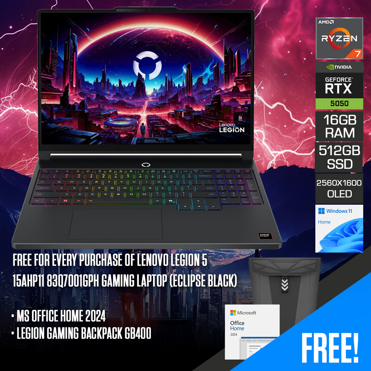 Lenovo Legion 5 15AHP11 83Q7001GPH Gaming Laptop (Eclipse Black) 